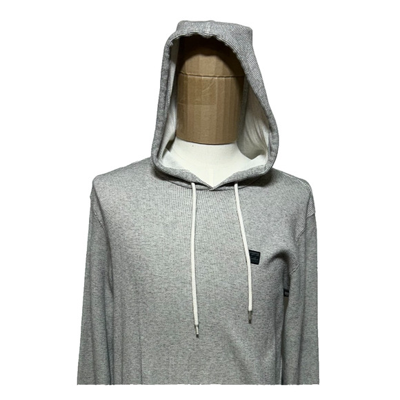 Billabong Hoodie Mens XL Gray Pullover Waffle Knit Thermal Sweatshirt - Picture 1 of 12